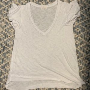 V-neck white top